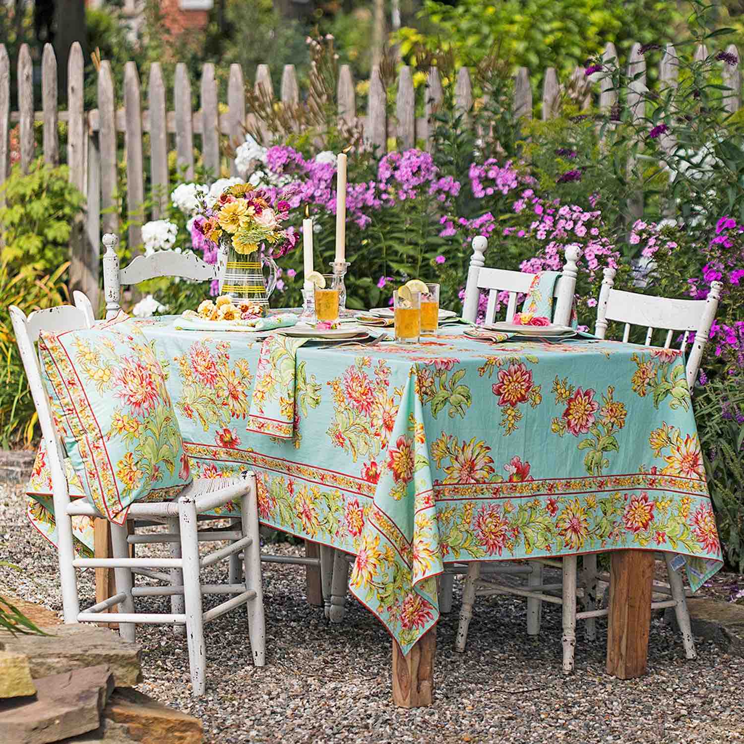 April Cornell 60x90" Tablecloth | Dahlia Days Aqua